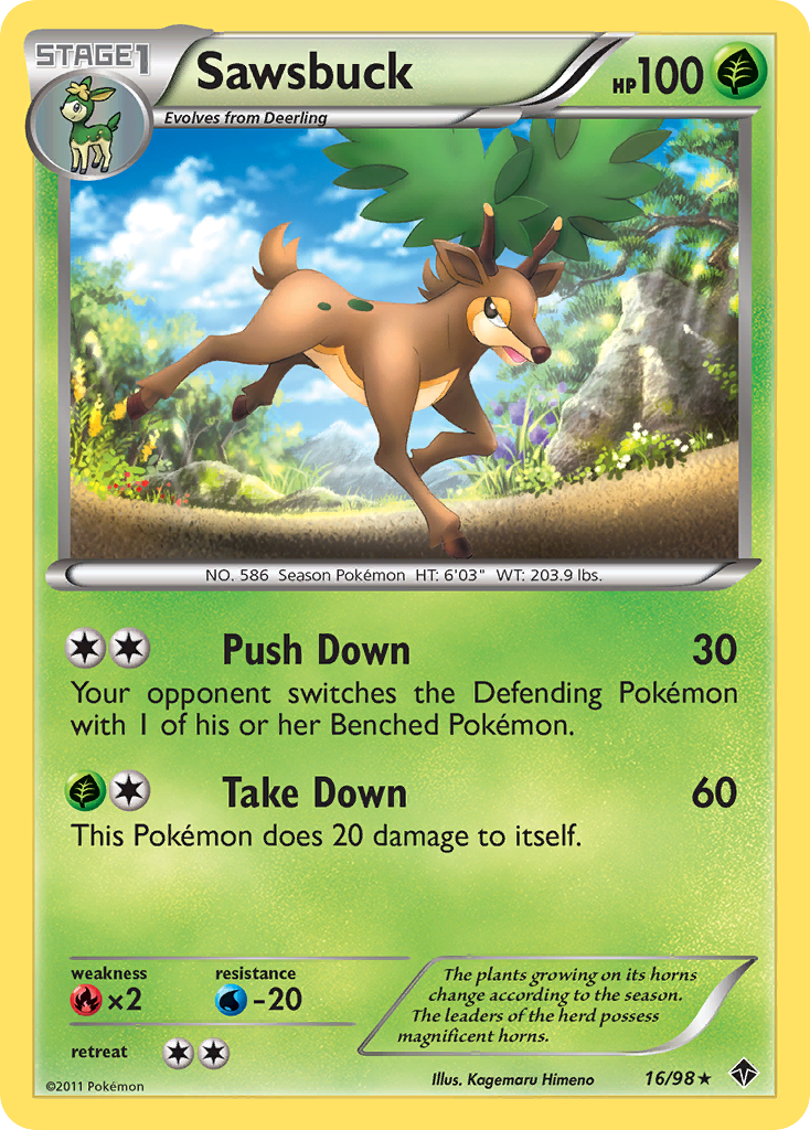 Sawsbuck 16 Rare card from Emerging Powers