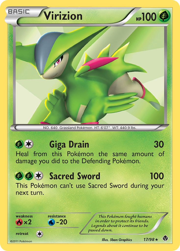 Virizion 17 Rare Holo card from Emerging Powers