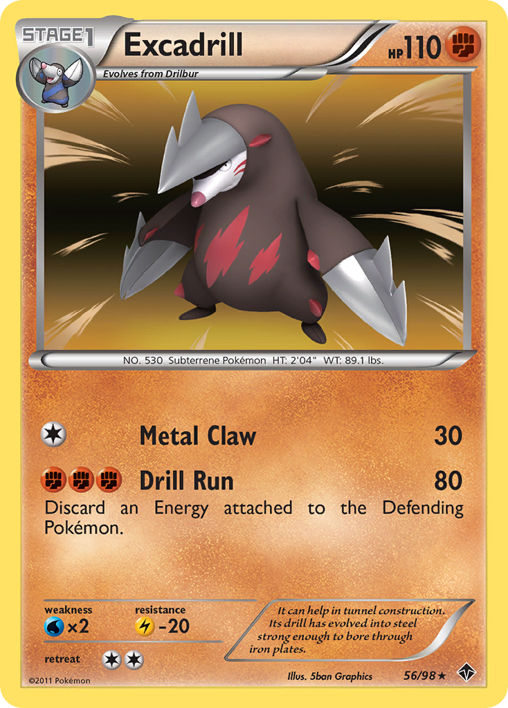 Excadrill 56/98 Rare Holo card from Emerging Powers