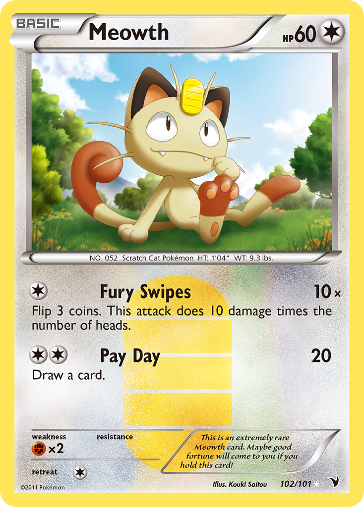 Meowth 102/101 Rare Secret card from Noble Victories