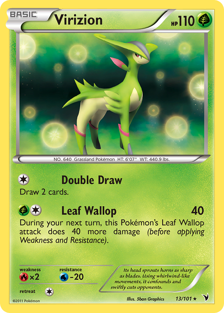 Virizion 13 Rare Holo card from Noble Victories
