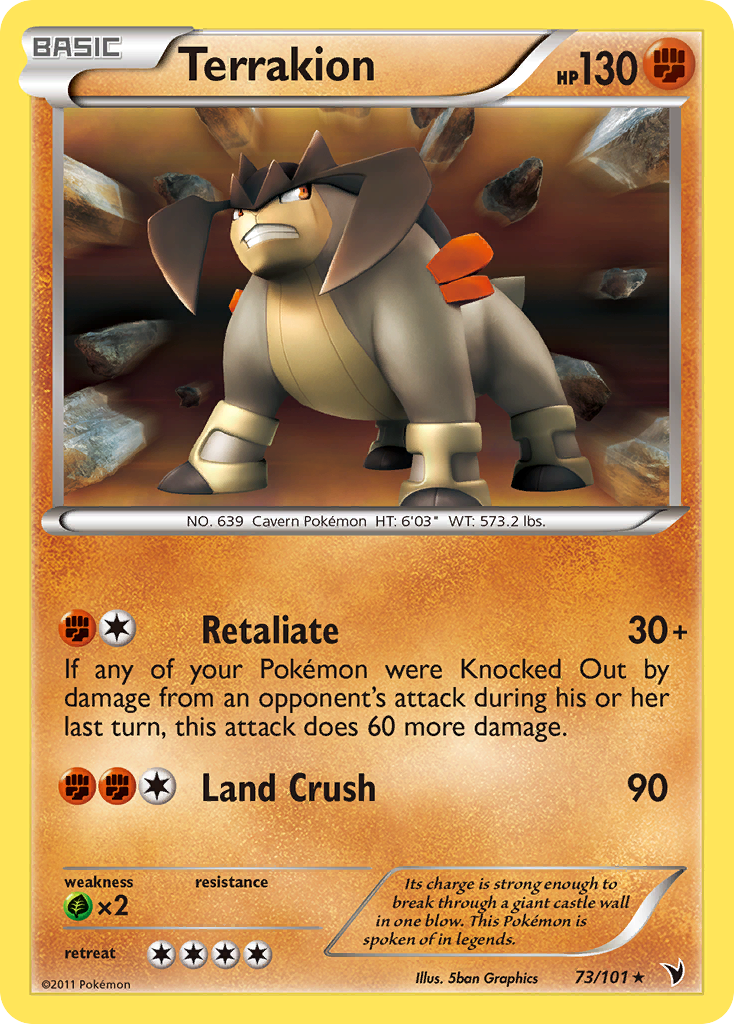 Terrakion 73 Rare Holo card from Noble Victories