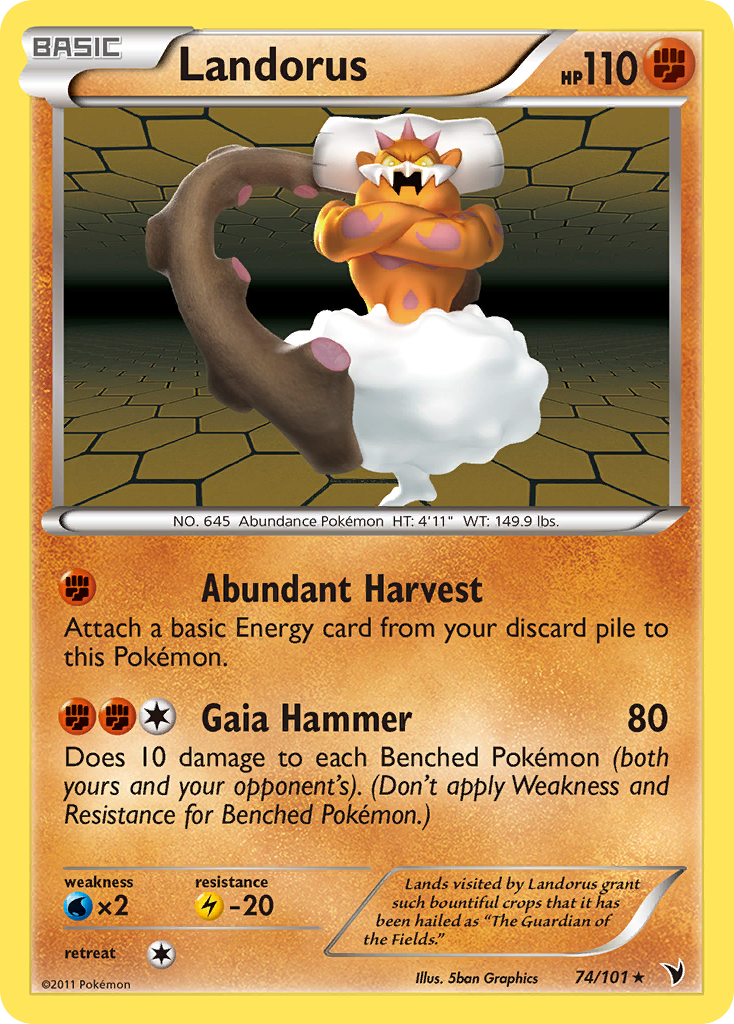 Landorus 74 Rare Holo card from Noble Victories