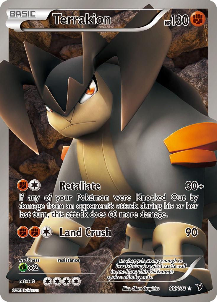 Terrakion 99 Rare Ultra card from Noble Victories