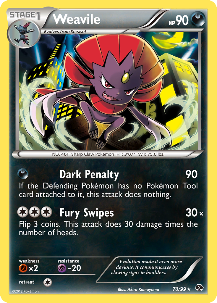 Weavile 70 Rare card from Next Destinies