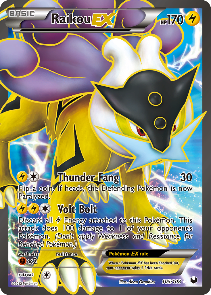 Raikou-EX 105 Rare Ultra card from Dark Explorers