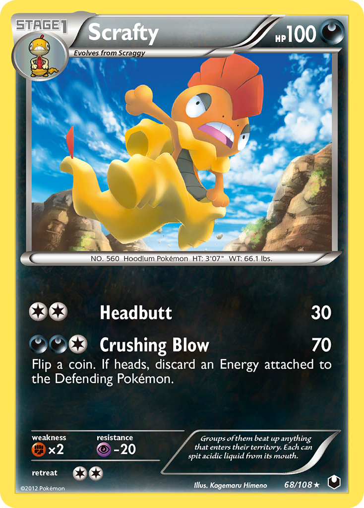 Scrafty 68/108 Rare card from Dark Explorers