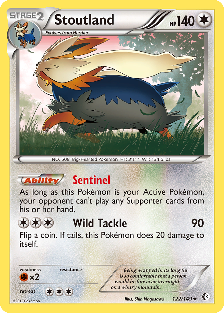Stoutland 122 Rare Holo card from Boundaries Crossed