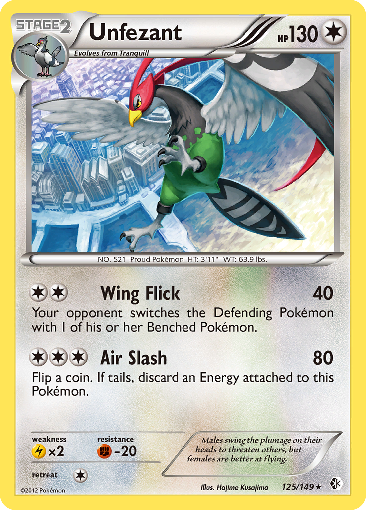 Unfezant 125 Rare card from Boundaries Crossed