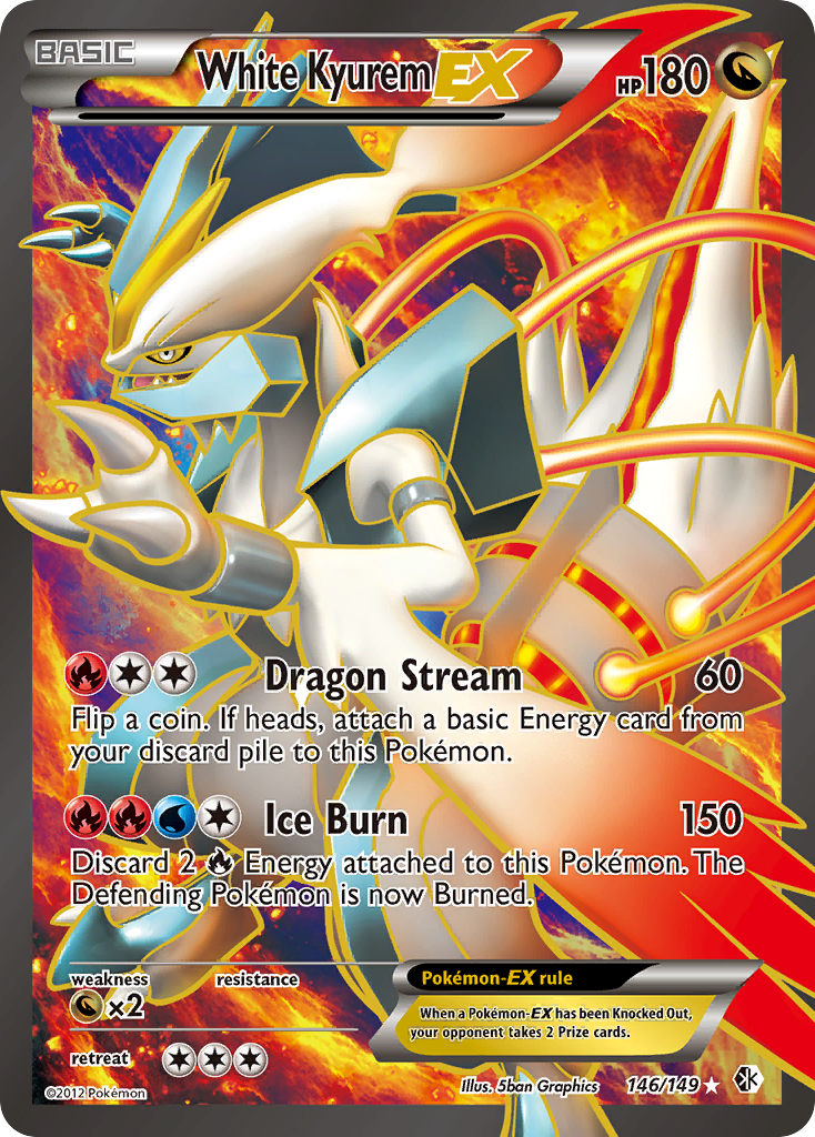 White Kyurem-EX 146 Rare Ultra card from Boundaries Crossed