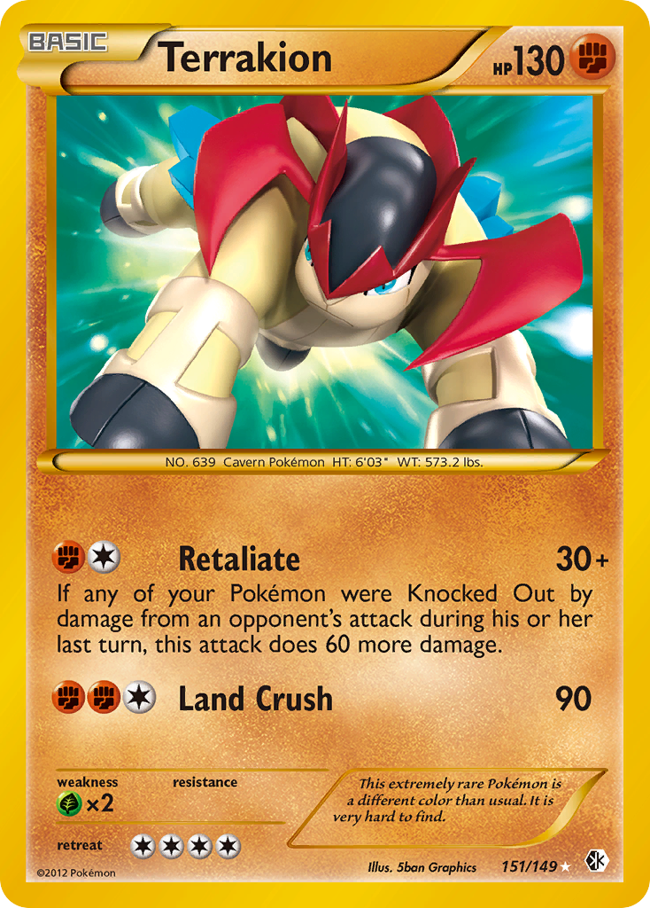 Terrakion 151 Rare Secret card from Boundaries Crossed
