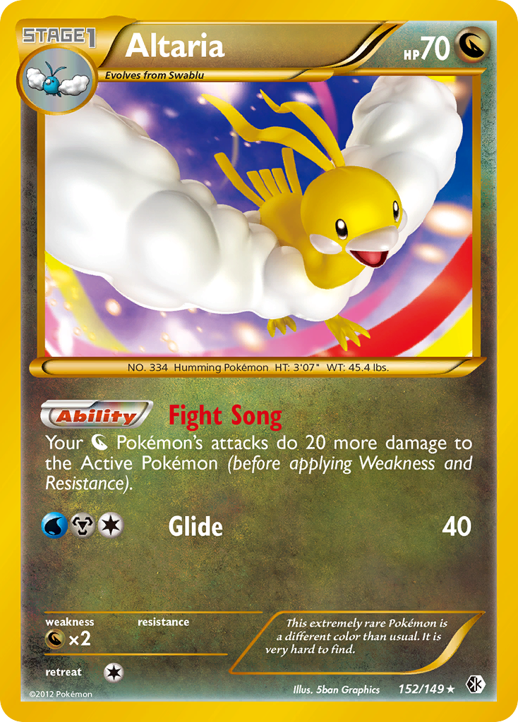 Altaria 152 Rare Secret card from Boundaries Crossed