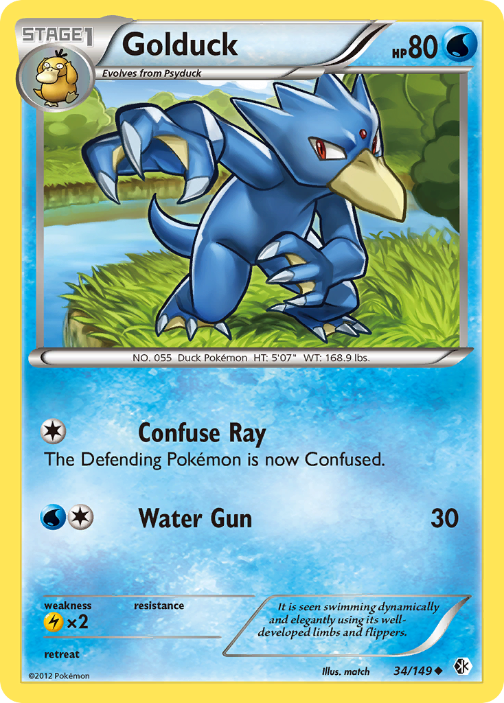 Golduck 34/149 Uncommon card from Boundaries Crossed