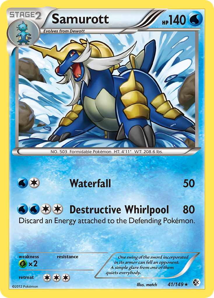 Samurott 41 Rare Holo card from Boundaries Crossed