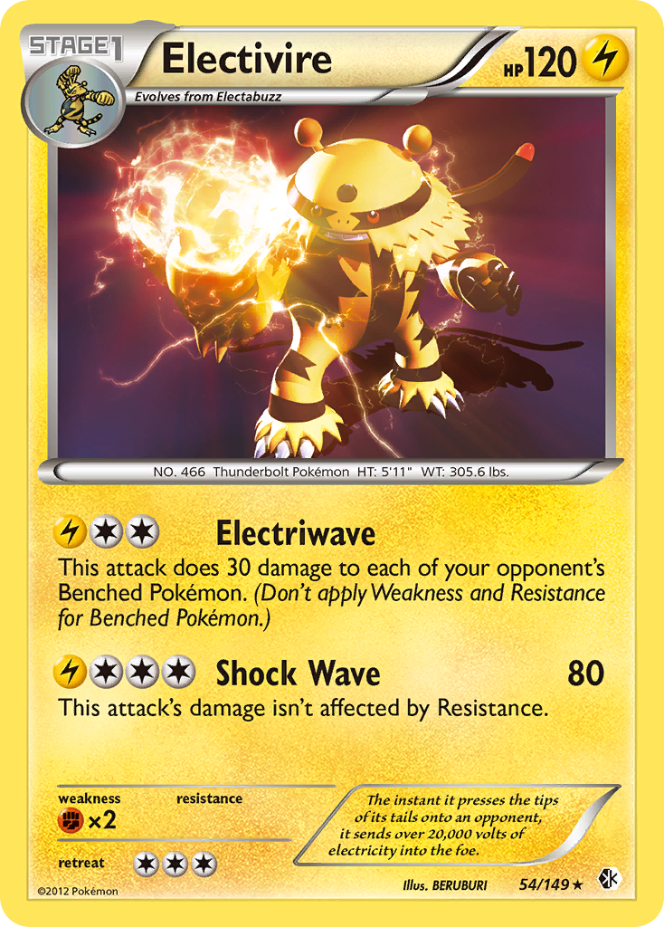 Electivire 54 Rare Holo card from Boundaries Crossed