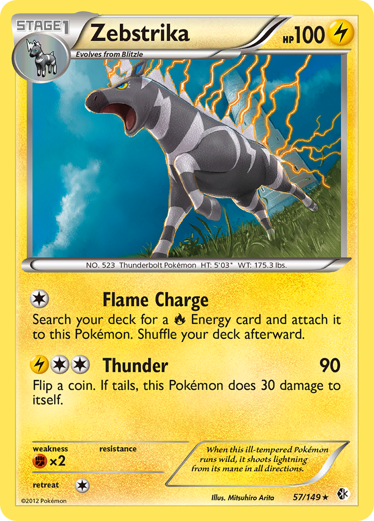 Zebstrika 57 Rare Holo card from Boundaries Crossed