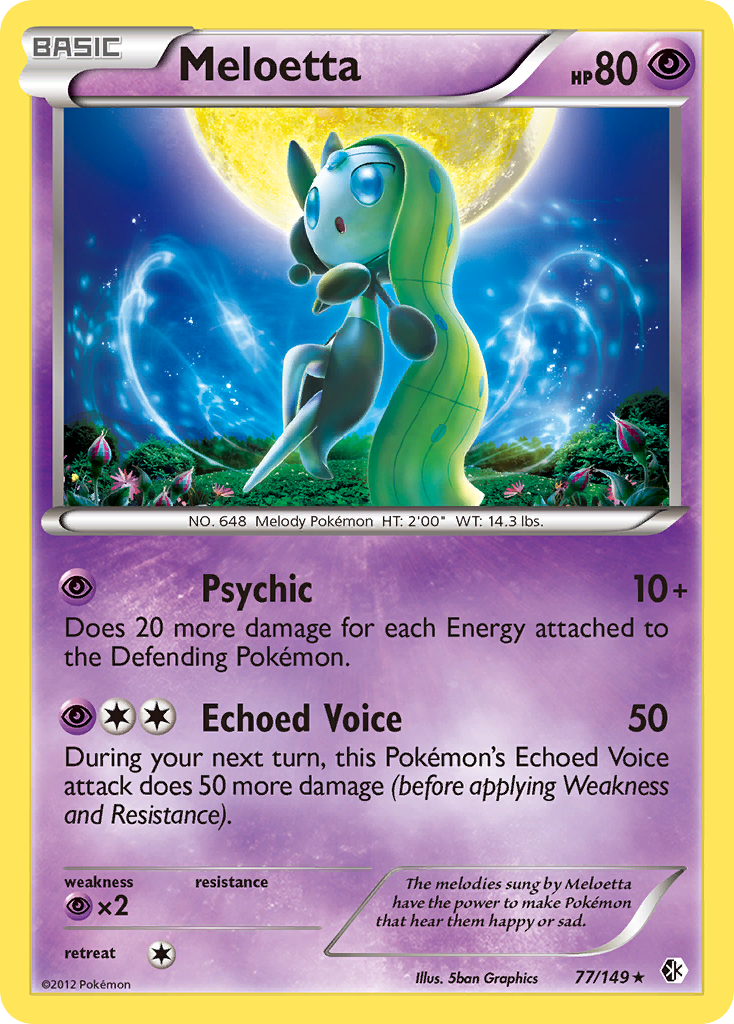 Meloetta 77/149 Rare Holo card from Boundaries Crossed