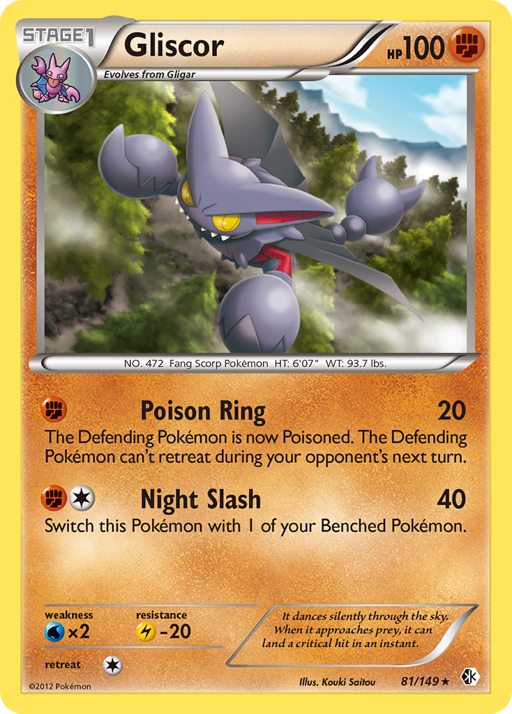 Gliscor 81 Rare Holo card from Boundaries Crossed