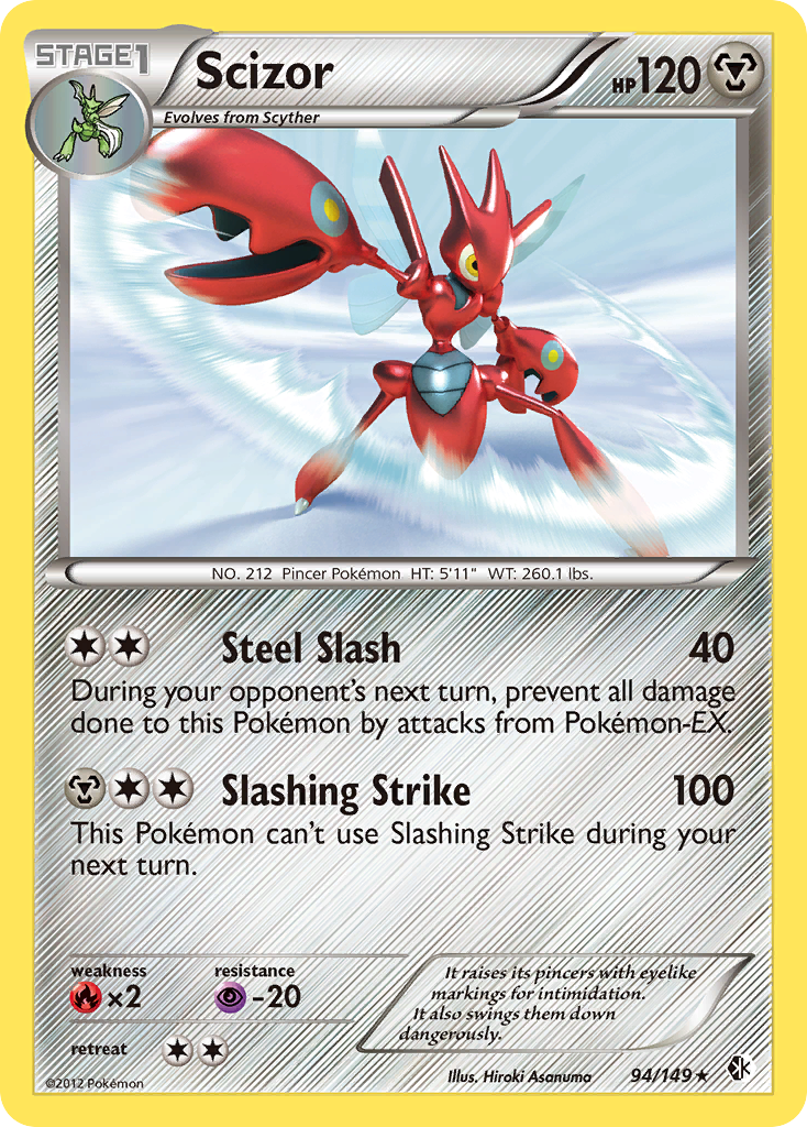 Scizor 94 Rare Holo card from Boundaries Crossed