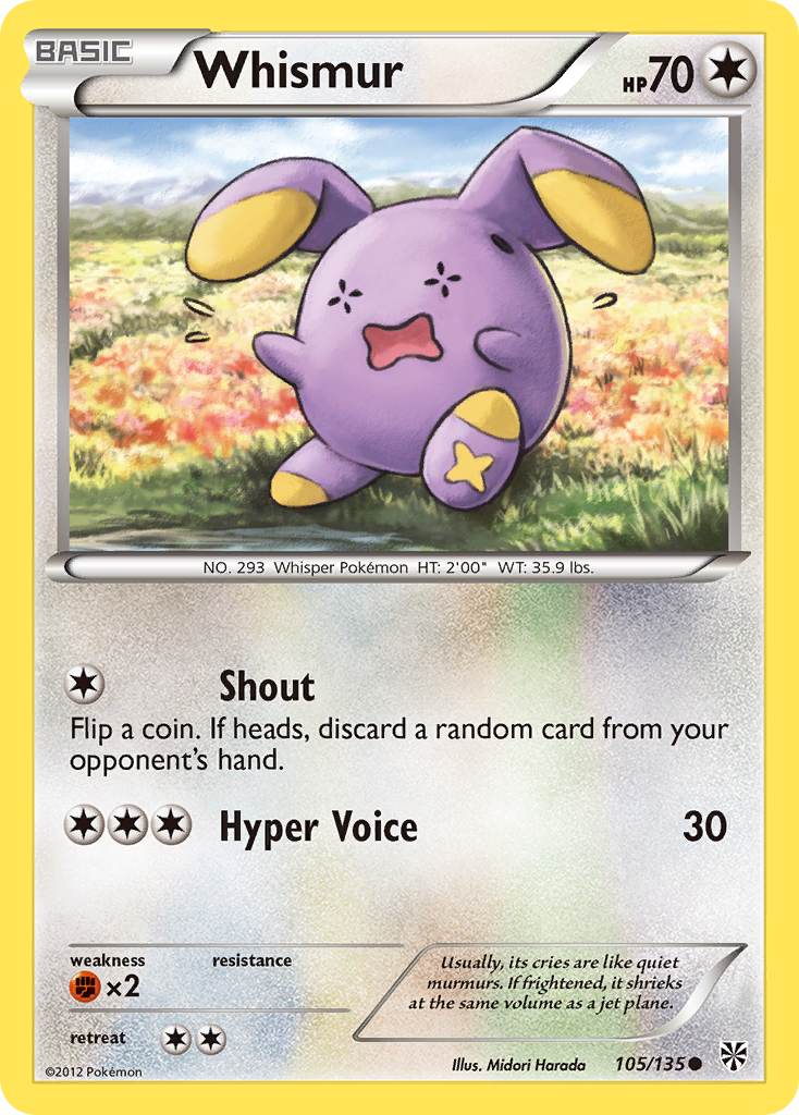 Whismur 105/135 Common card from Plasma Storm