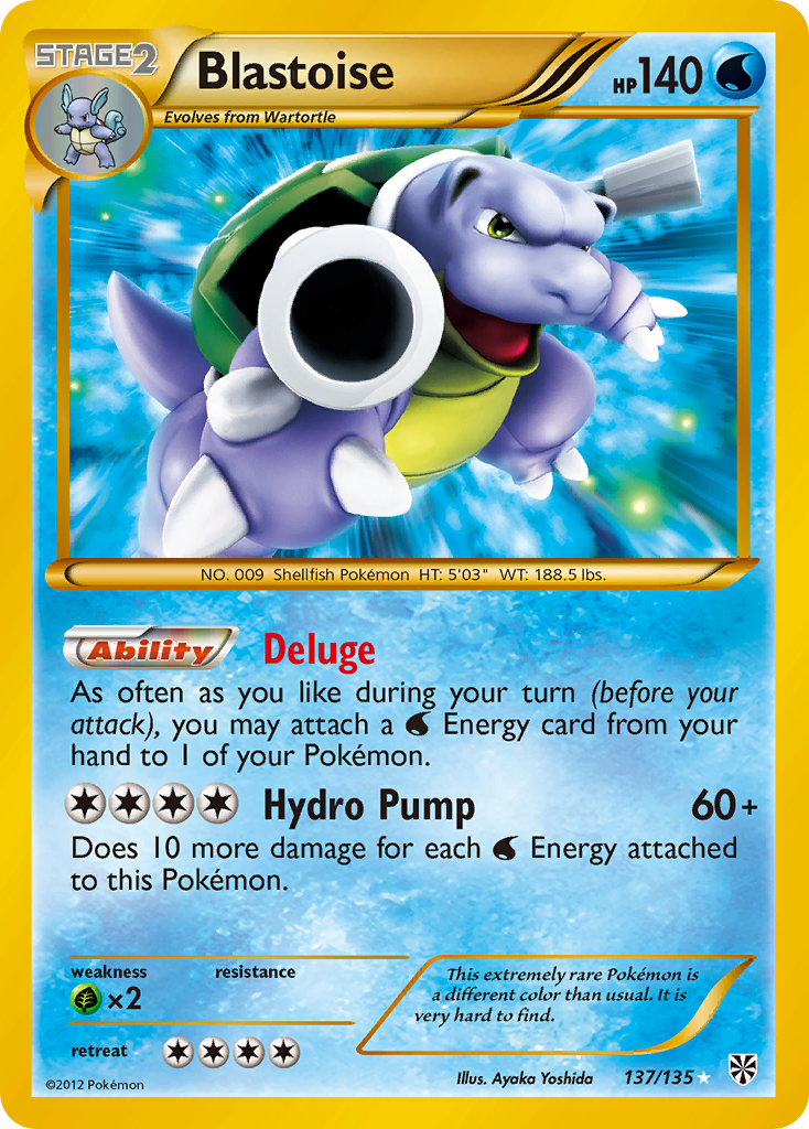 Blastoise 137 Rare Secret card from Plasma Storm