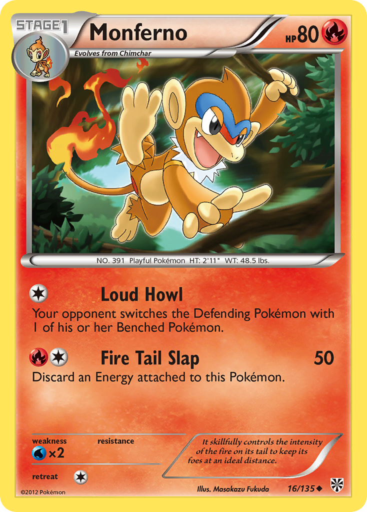 Monferno 16 Uncommon card from Plasma Storm