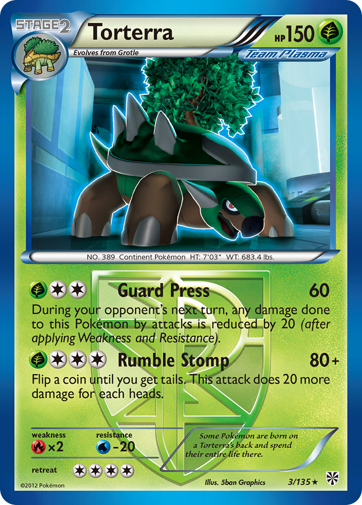 Torterra 3 Rare card from Plasma Storm