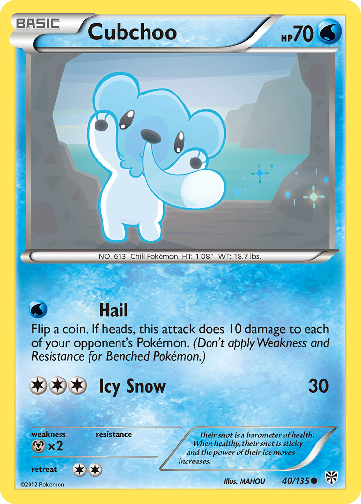Cubchoo 40 Common card from Plasma Storm