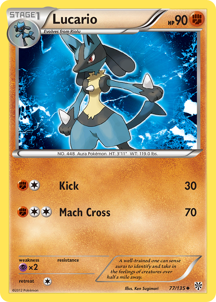 Lucario 77/135 Uncommon card from Plasma Storm