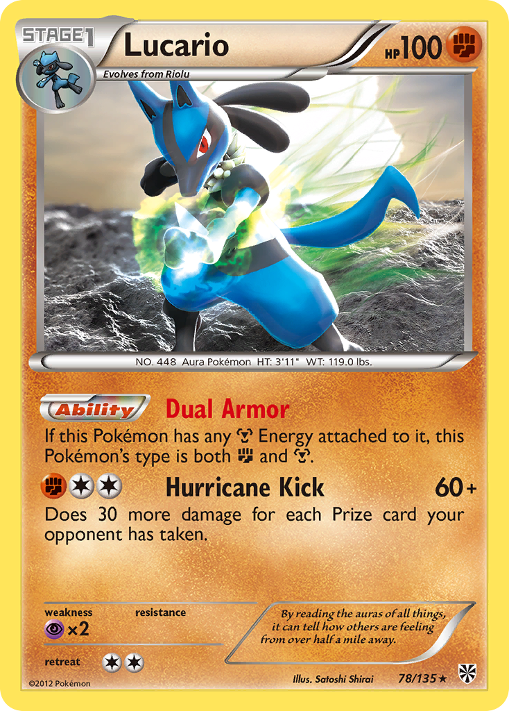 Lucario 78/135 Rare Holo card from Plasma Storm