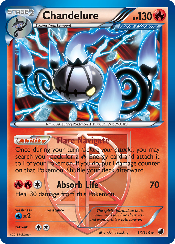 Chandelure 16 Rare Holo card from Plasma Freeze