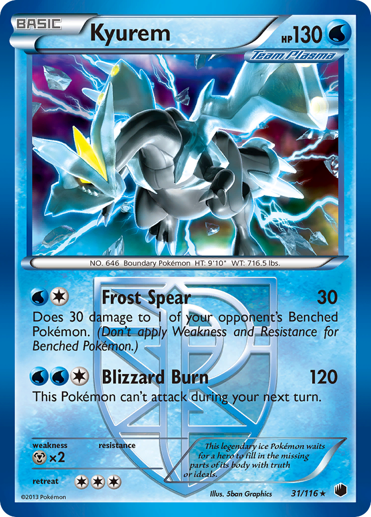 Kyurem 31 Rare Holo card from Plasma Freeze