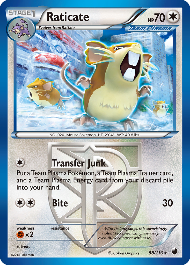 Raticate 88 Rare card from Plasma Freeze