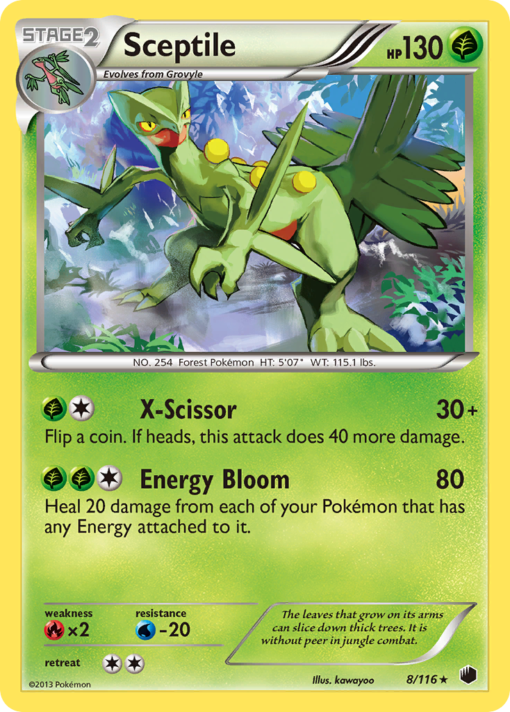Sceptile 8 Rare Holo card from Plasma Freeze