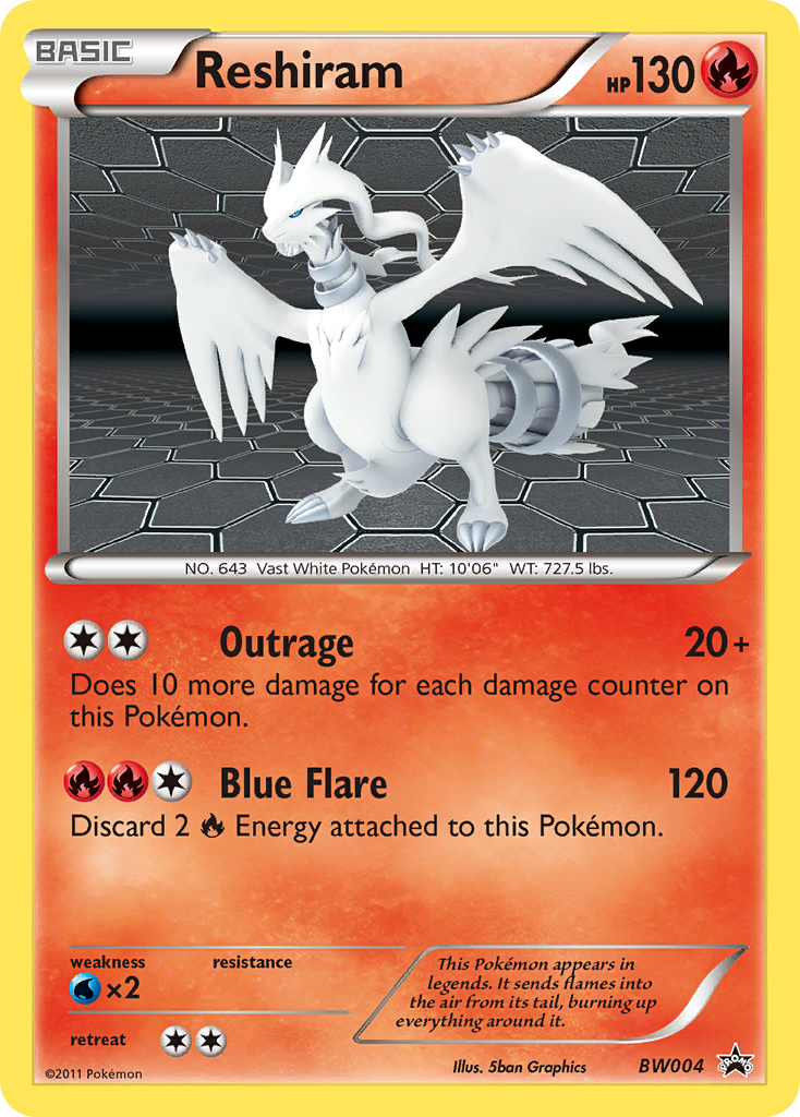 Reshiram BW004 Promo card from BW Black Star Promos