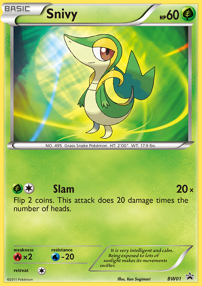 Snivy BW01 Promo card from BW Black Star Promos