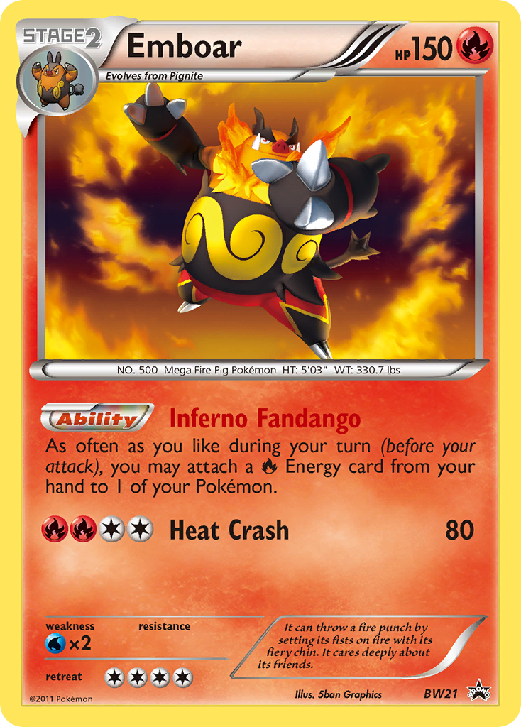 Emboar BW21 Promo card from BW Black Star Promos