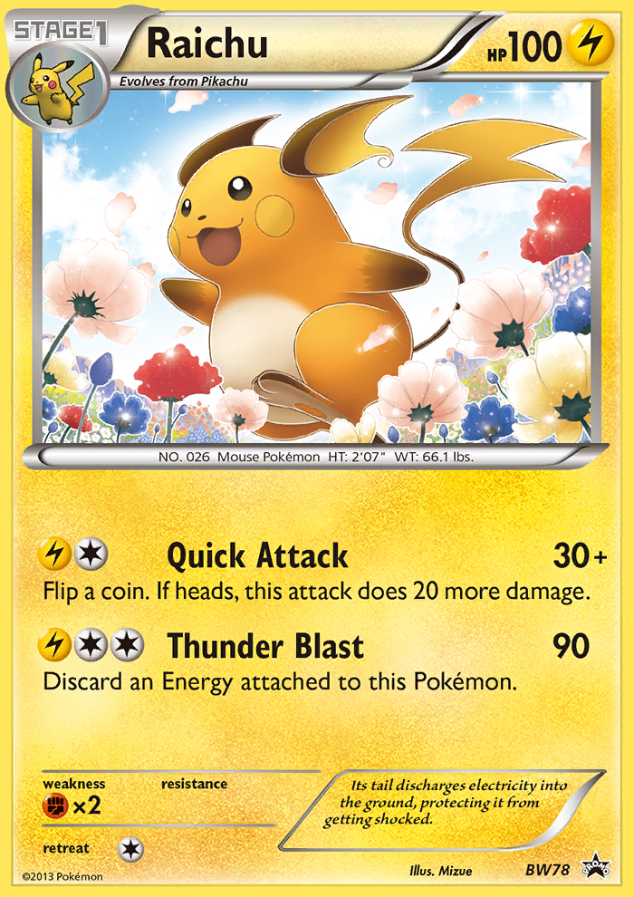 Raichu BW78/101 Promo card from BW Black Star Promos