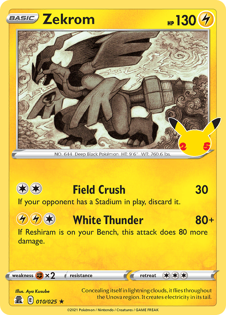 Zekrom 10 Rare card from Celebrations