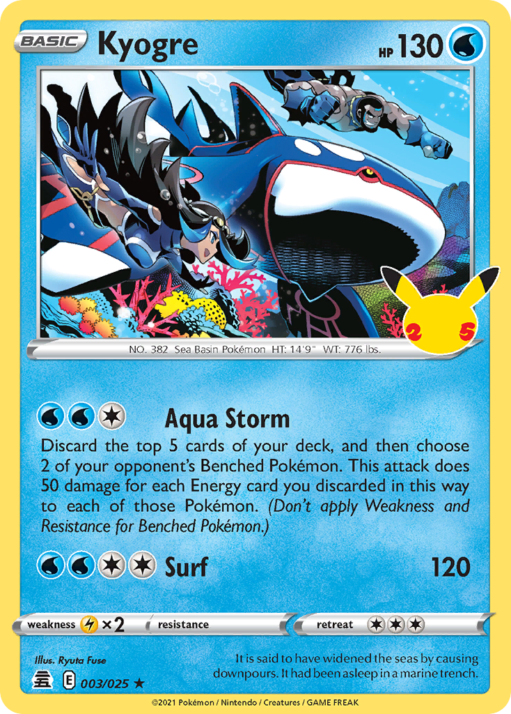 Kyogre 3 Rare card from Celebrations
