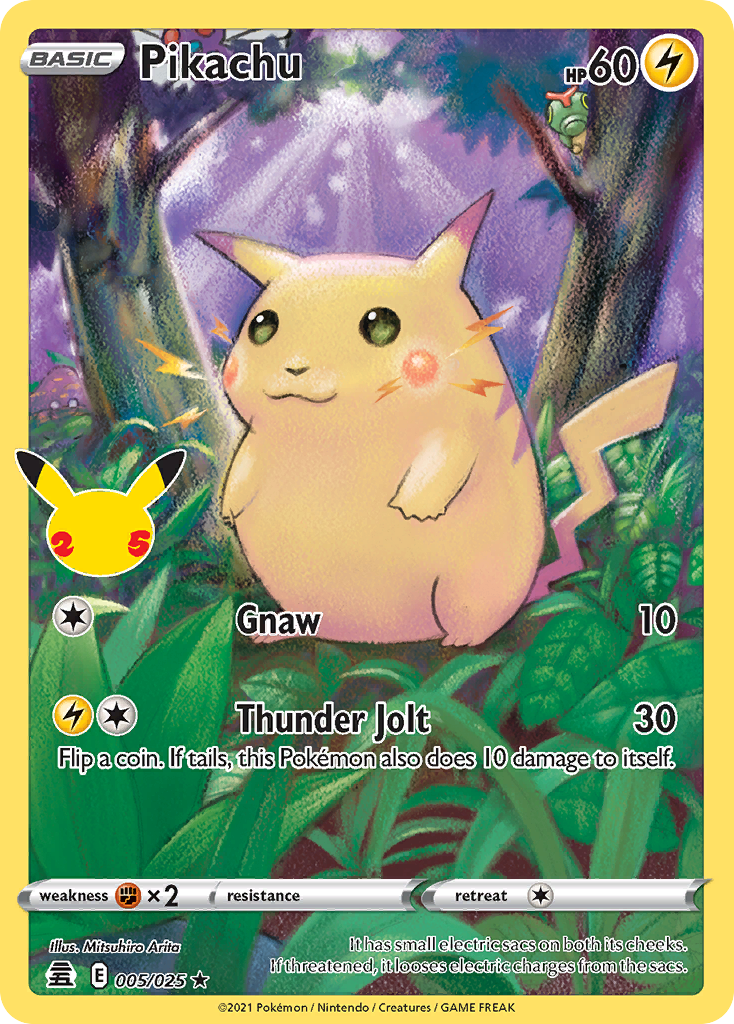 Pikachu 5/25 Rare Holo card from Celebrations