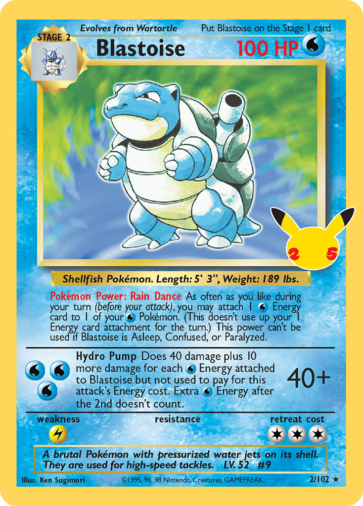 Blastoise 2 Classic Collection card from Celebrations: Classic Collection