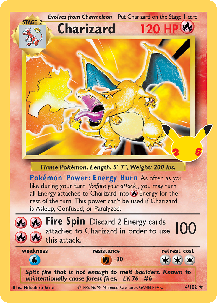 Charizard 4 Classic Collection card from Celebrations: Classic Collection