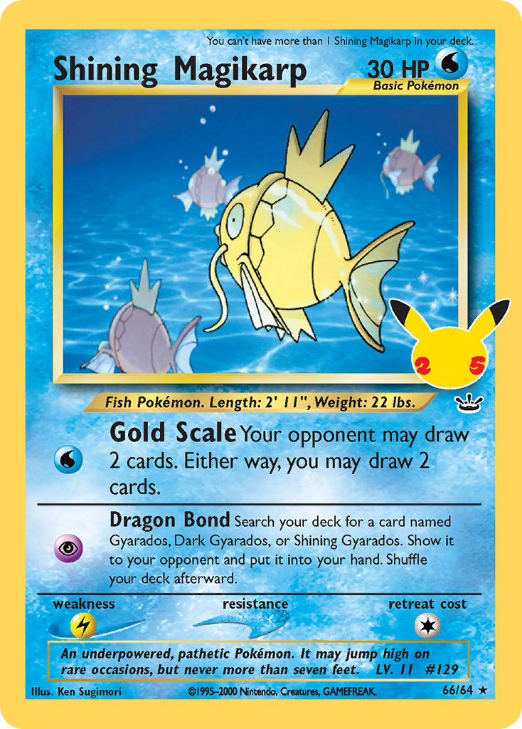 Shining Magikarp 66 Classic Collection card from Celebrations: Classic Collection
