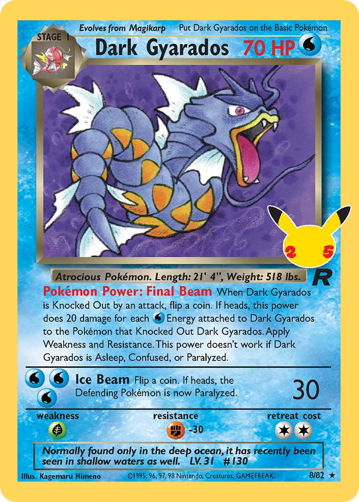 Dark Gyarados 8/25 Classic Collection card from Celebrations: Classic Collection