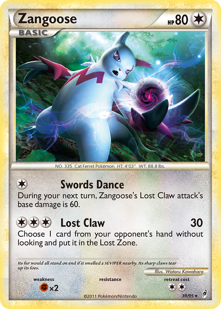 Zangoose 39 Rare card from Call of Legends