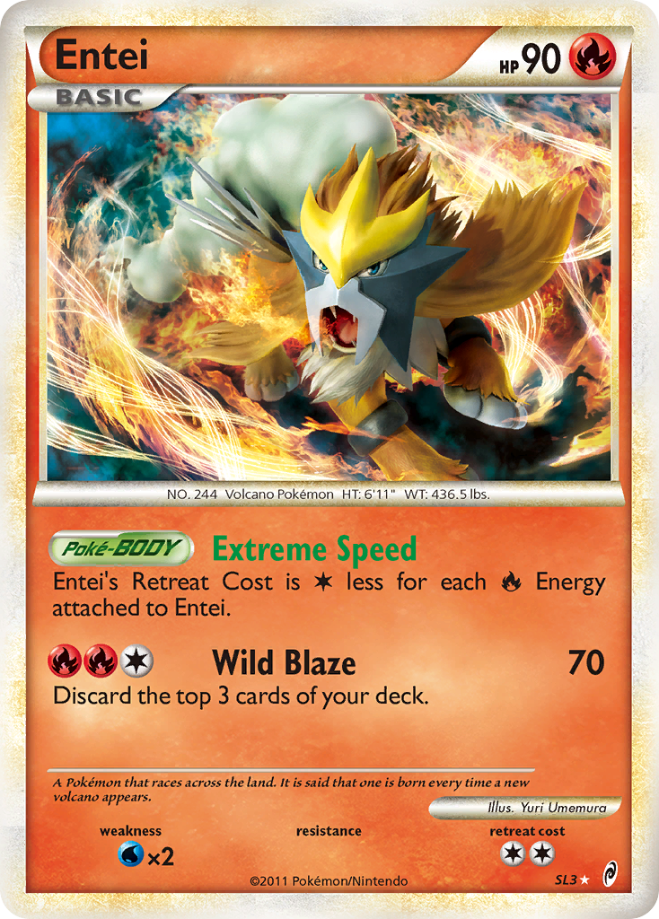 Entei SL3 Rare Holo card from Call of Legends