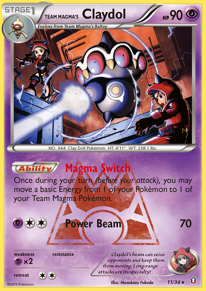 Team Magma's Claydol 11/34 Rare Holo card from Double Crisis