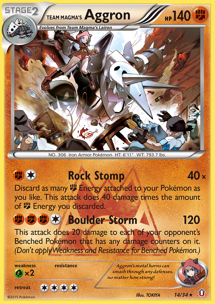 Team Magma's Aggron 14 Rare Holo card from Double Crisis