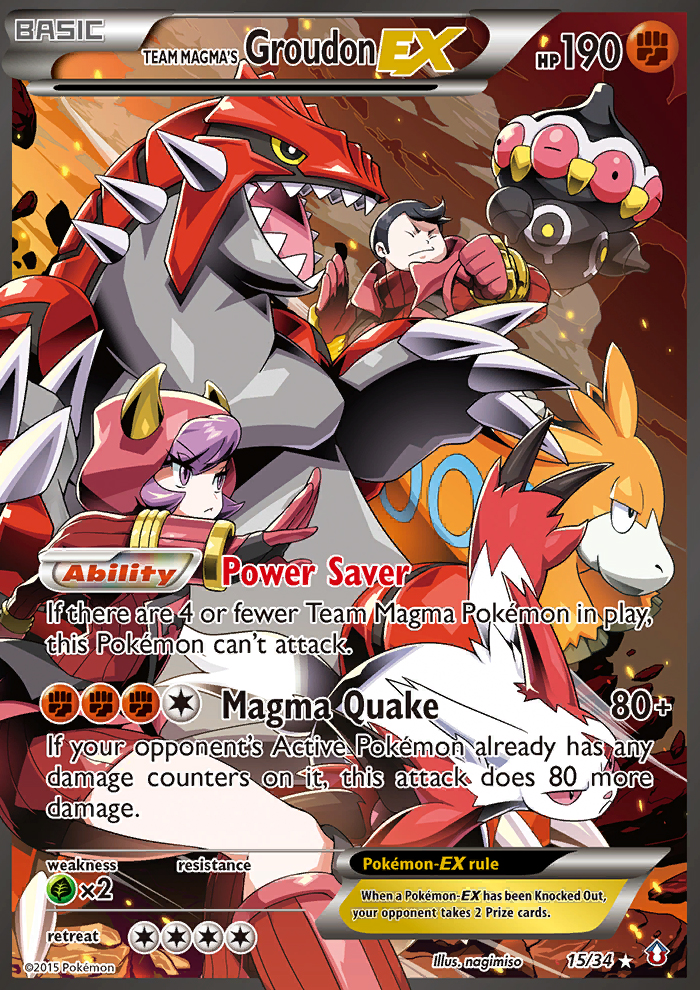 Team Magma's Groudon-EX 15 Rare Ultra card from Double Crisis